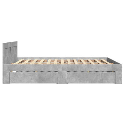 Bedframe met hoofdeinde bewerkt hout betongrijs 120x200 cm