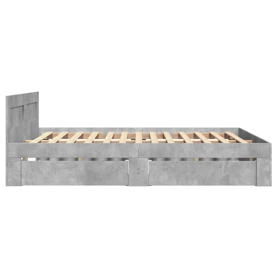 Bedframe met hoofdeinde bewerkt hout betongrijs 120x200 cm