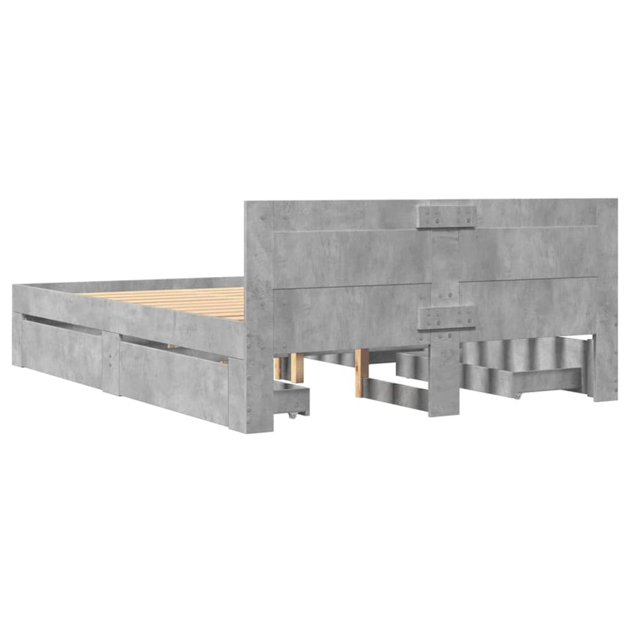 Bedframe met hoofdeinde bewerkt hout betongrijs 120x200 cm