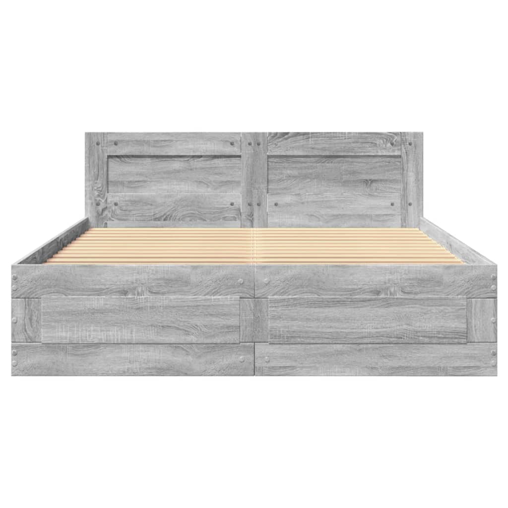 Bedframe met hoofdeinde bewerkt hout grijs sonoma 120x200 cm