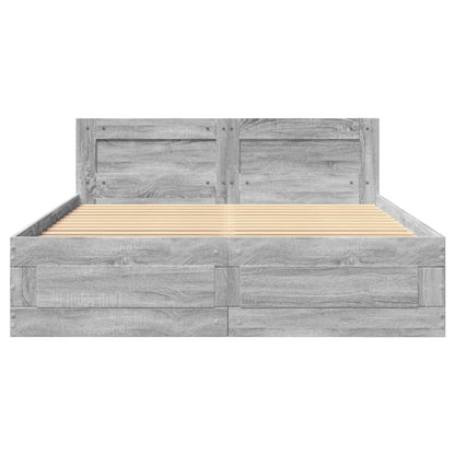 Bedframe met hoofdeinde bewerkt hout grijs sonoma 120x200 cm