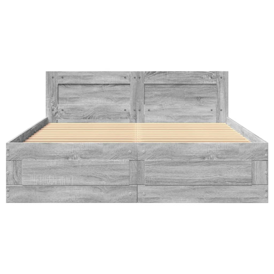 Bedframe met hoofdeinde bewerkt hout grijs sonoma 120x200 cm