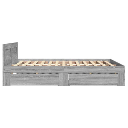 Bedframe met hoofdeinde bewerkt hout grijs sonoma 120x200 cm
