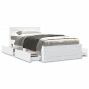Bedframe 100x200 cm wit met hoofdbord