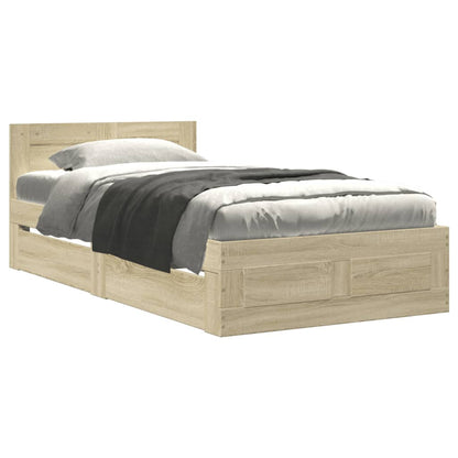 Bedframe met hoofdeinde bewerkt hout sonoma eiken 100x200 cm