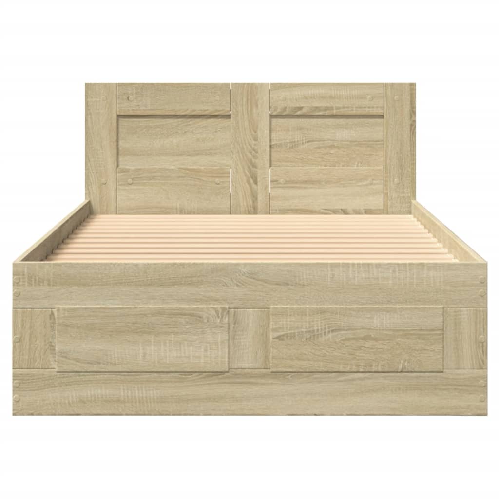 Bedframe met hoofdeinde bewerkt hout sonoma eiken 100x200 cm