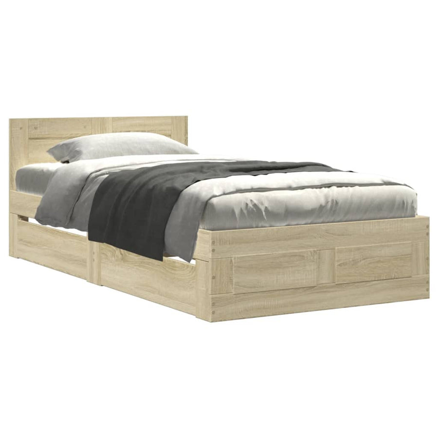 Bedframe met hoofdeinde bewerkt hout sonoma eiken 100x200 cm