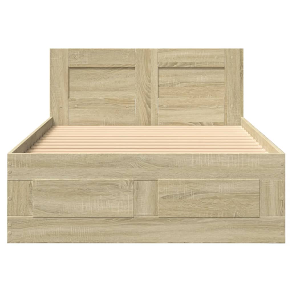 Bedframe met hoofdeinde bewerkt hout sonoma eiken 100x200 cm