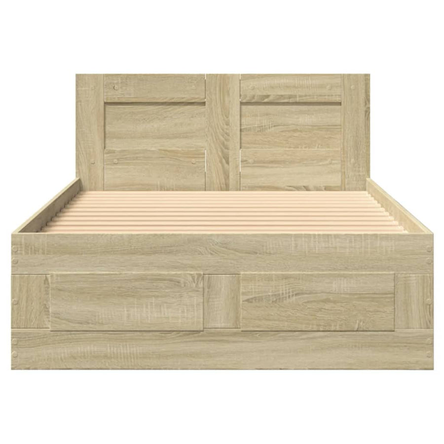 Bedframe met hoofdeinde bewerkt hout sonoma eiken 100x200 cm