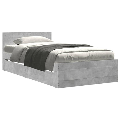 Bedframe met hoofdeinde bewerkt hout betongrijs 90x200 cm
