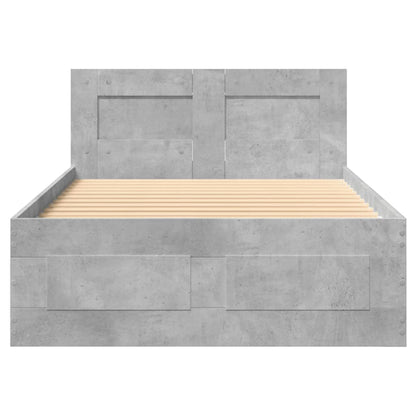 Bedframe met hoofdeinde bewerkt hout betongrijs 90x200 cm