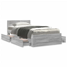 Bedframe met hoofdeinde bewerkt hout betongrijs 90x200 cm