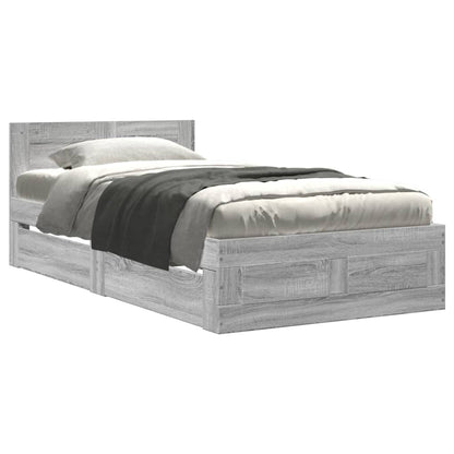 Bedframe met hoofdeinde bewerkt hout grijs sonoma 90x200 cm