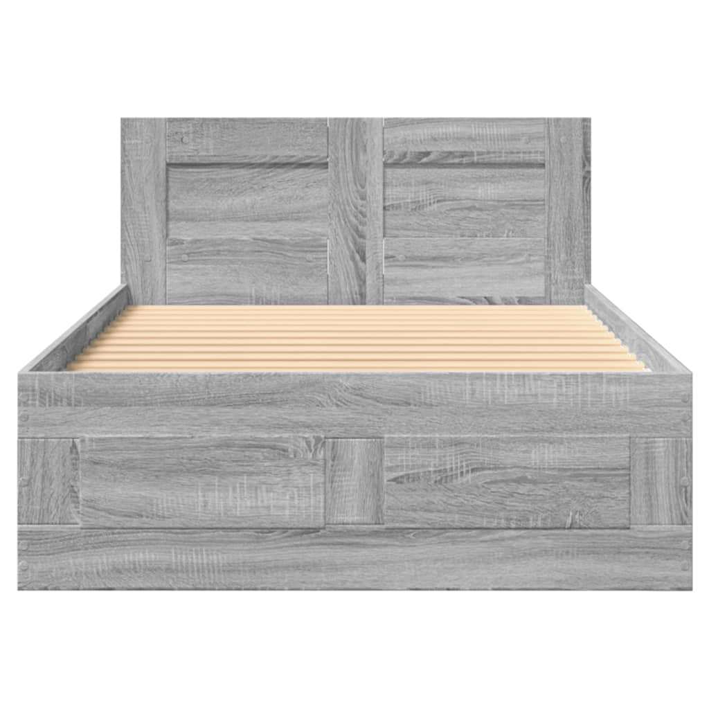 Bedframe met hoofdeinde bewerkt hout grijs sonoma 90x200 cm