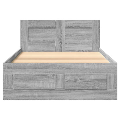 Bedframe met hoofdeinde bewerkt hout grijs sonoma 90x200 cm