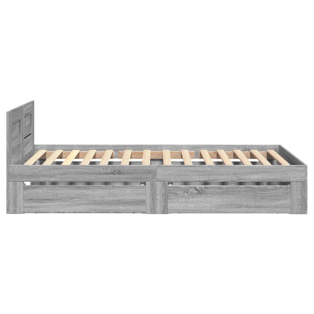 Bedframe met hoofdeinde bewerkt hout grijs sonoma 90x200 cm