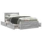 Bed frame with headboard engineered wood grey Sonoma 90x200 cm