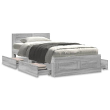 Bedframe met hoofdeinde bewerkt hout grijs sonoma 90x200 cm
