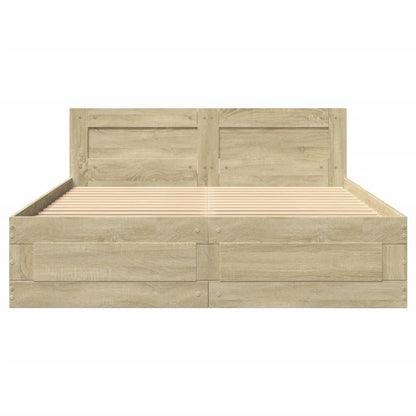Bedframe met hoofdeinde bewerkt hout sonoma eiken 135x190 cm