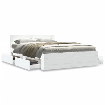 Bedframe Met Hoofdeinde Bewerkt Hout 120 x 190 cm Wit