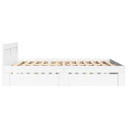 Bedframe Met Hoofdeinde Bewerkt Hout 120 x 190 cm Wit