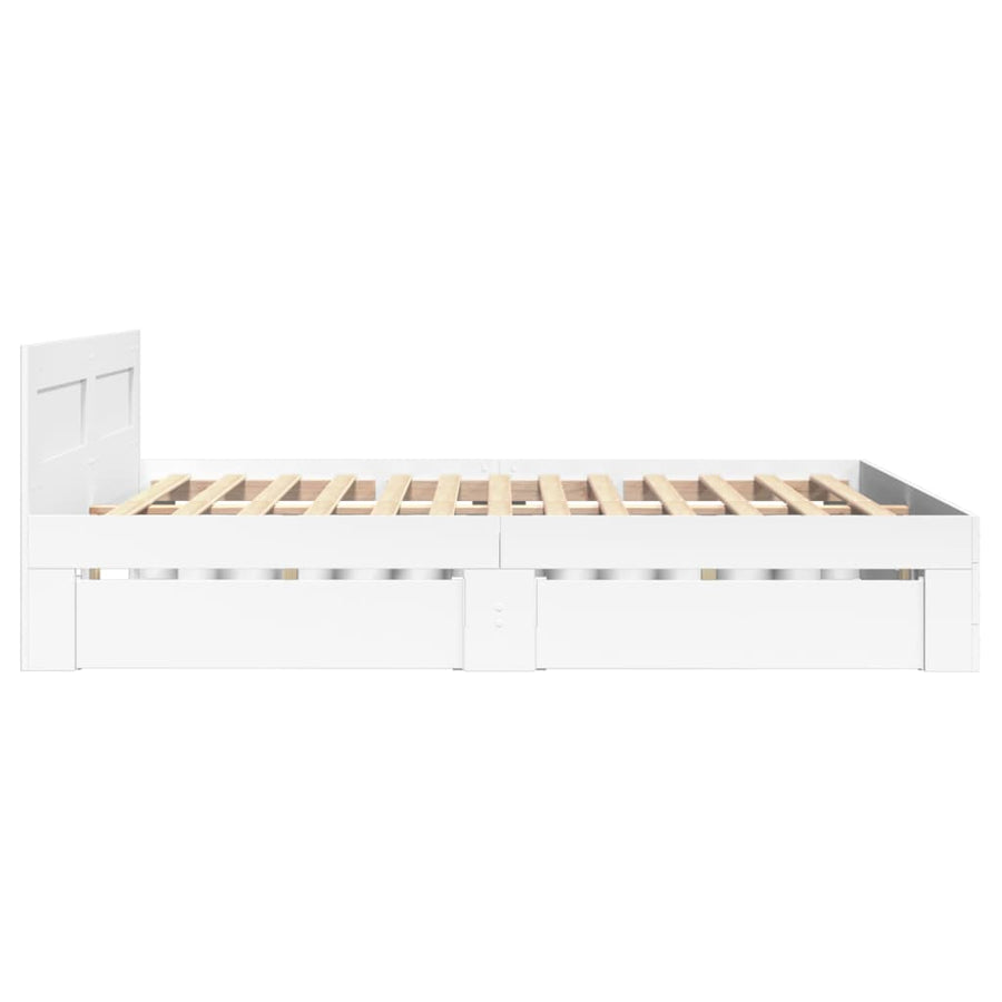 Bedframe Met Hoofdeinde Bewerkt Hout 120 x 190 cm Wit