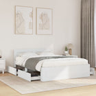 Bedframe 120x190 cm bewerkt hout wit met lades