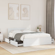 Bedframe 120x190 cm bewerkt hout wit met lades