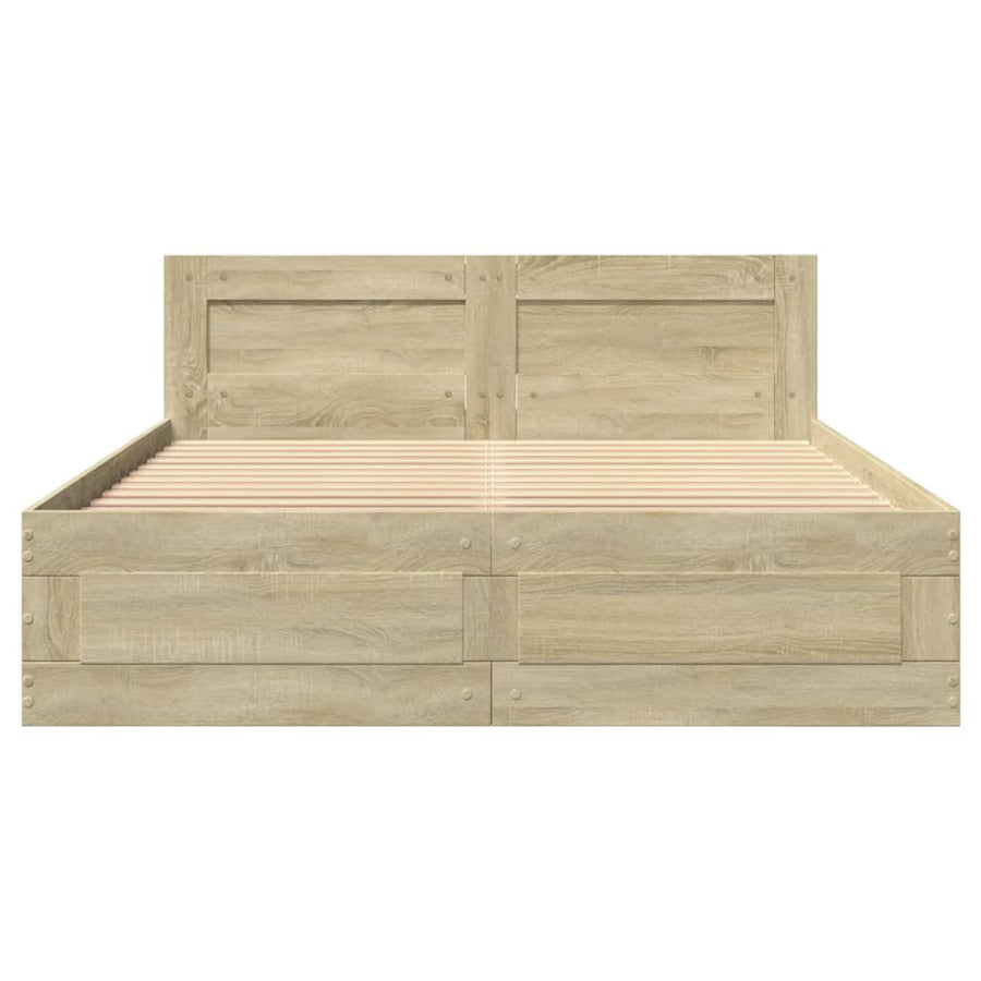 Bedframe met hoofdeinde bewerkt hout sonoma eiken 120x190 cm