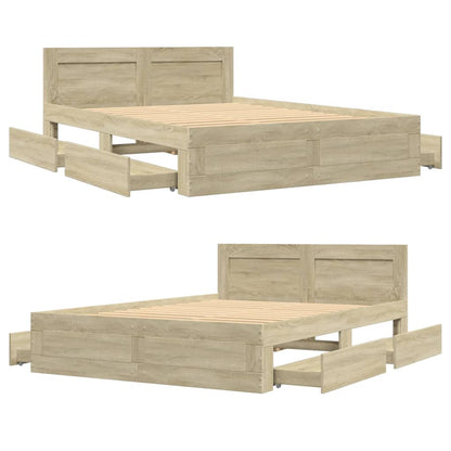 Bedframe met hoofdeinde bewerkt hout sonoma eiken 120x190 cm