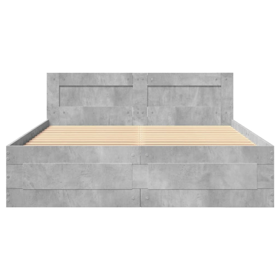 Bedframe met hoofdeinde bewerkt hout betongrijs 120x190 cm