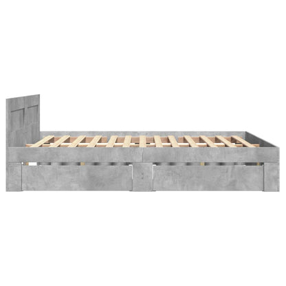 Bedframe met hoofdeinde bewerkt hout betongrijs 120x190 cm