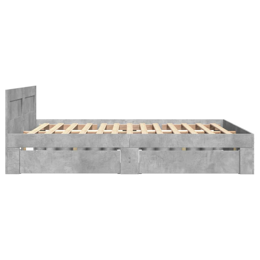 Bedframe met hoofdeinde bewerkt hout betongrijs 120x190 cm