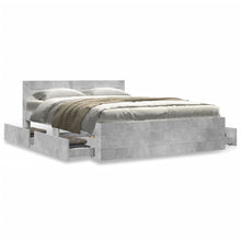 Bedframe met hoofdeinde bewerkt hout betongrijs 120x190 cm