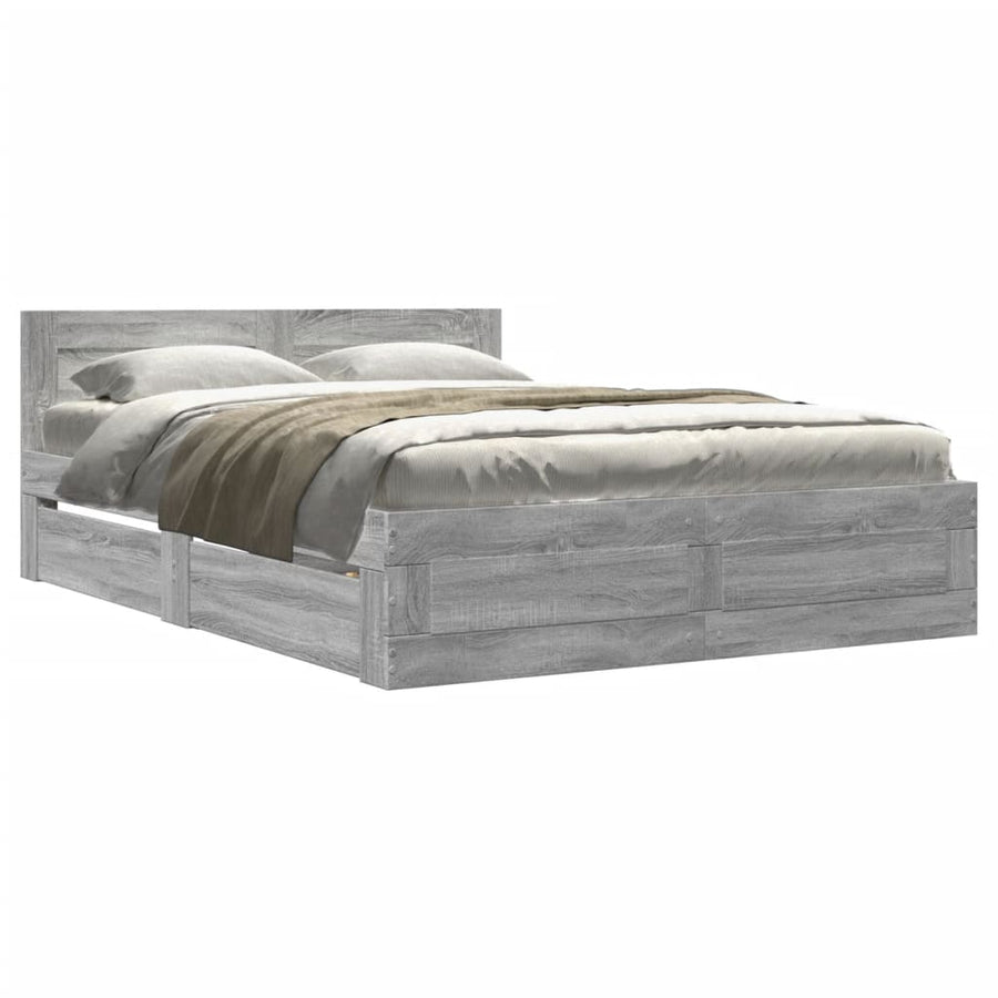 Bedframe met hoofdeinde grijs sonoma eiken 120x190 cm