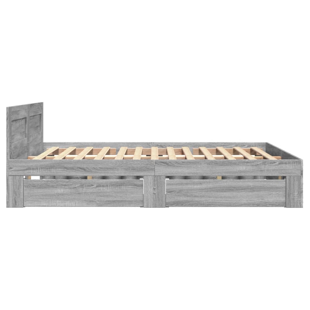 Bedframe met hoofdeinde grijs sonoma eiken 120x190 cm