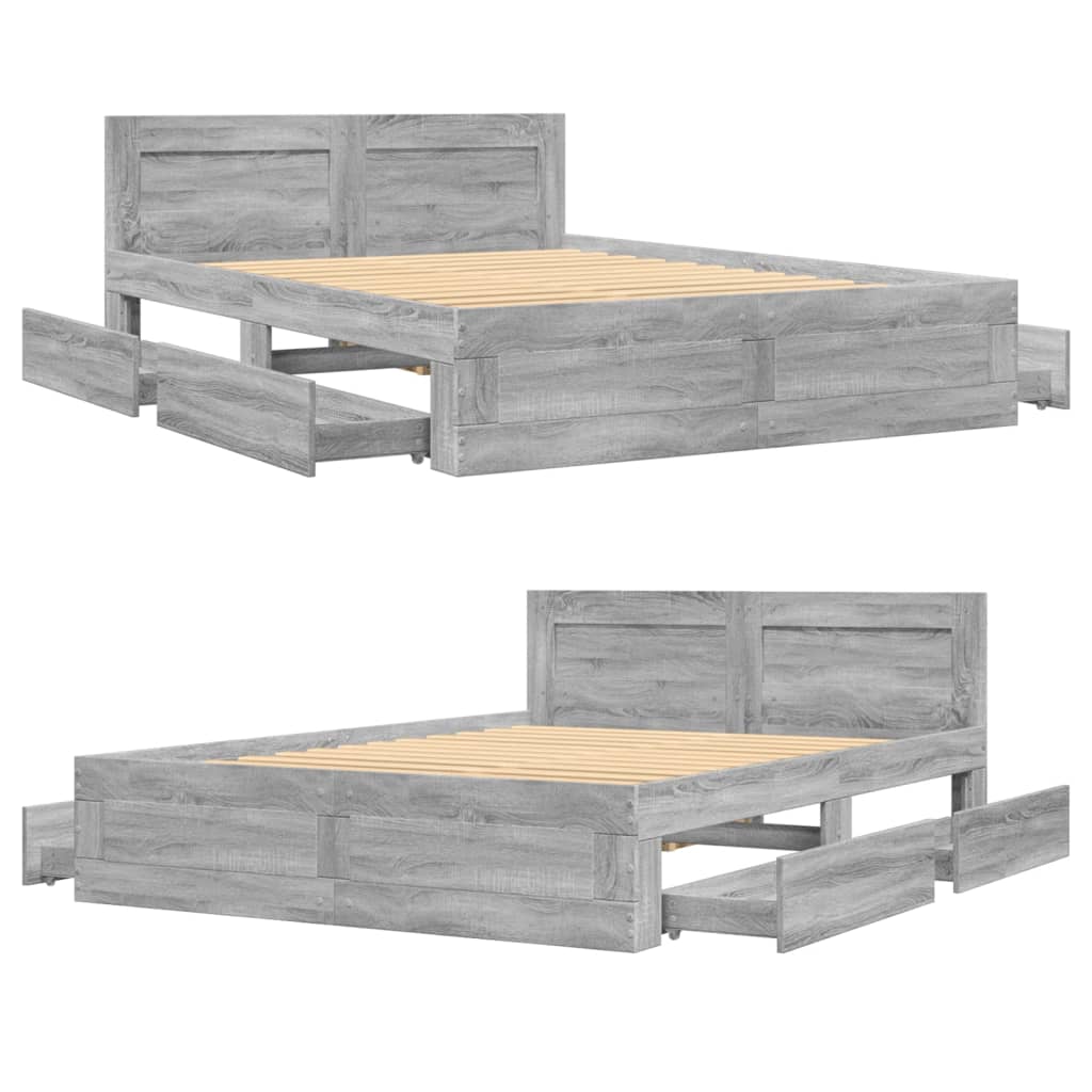 Bedframe met hoofdeinde grijs sonoma eiken 120x190 cm
