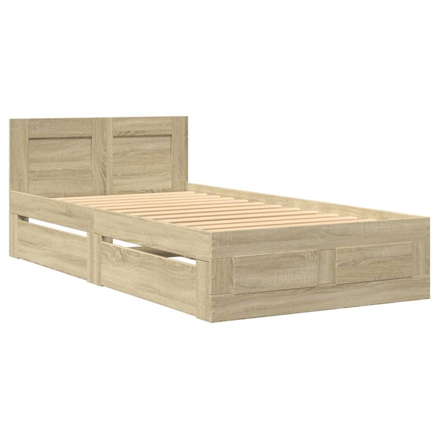 Bedframe Met Hoofdeinde Bewerkt Hout 90 x 190 cm