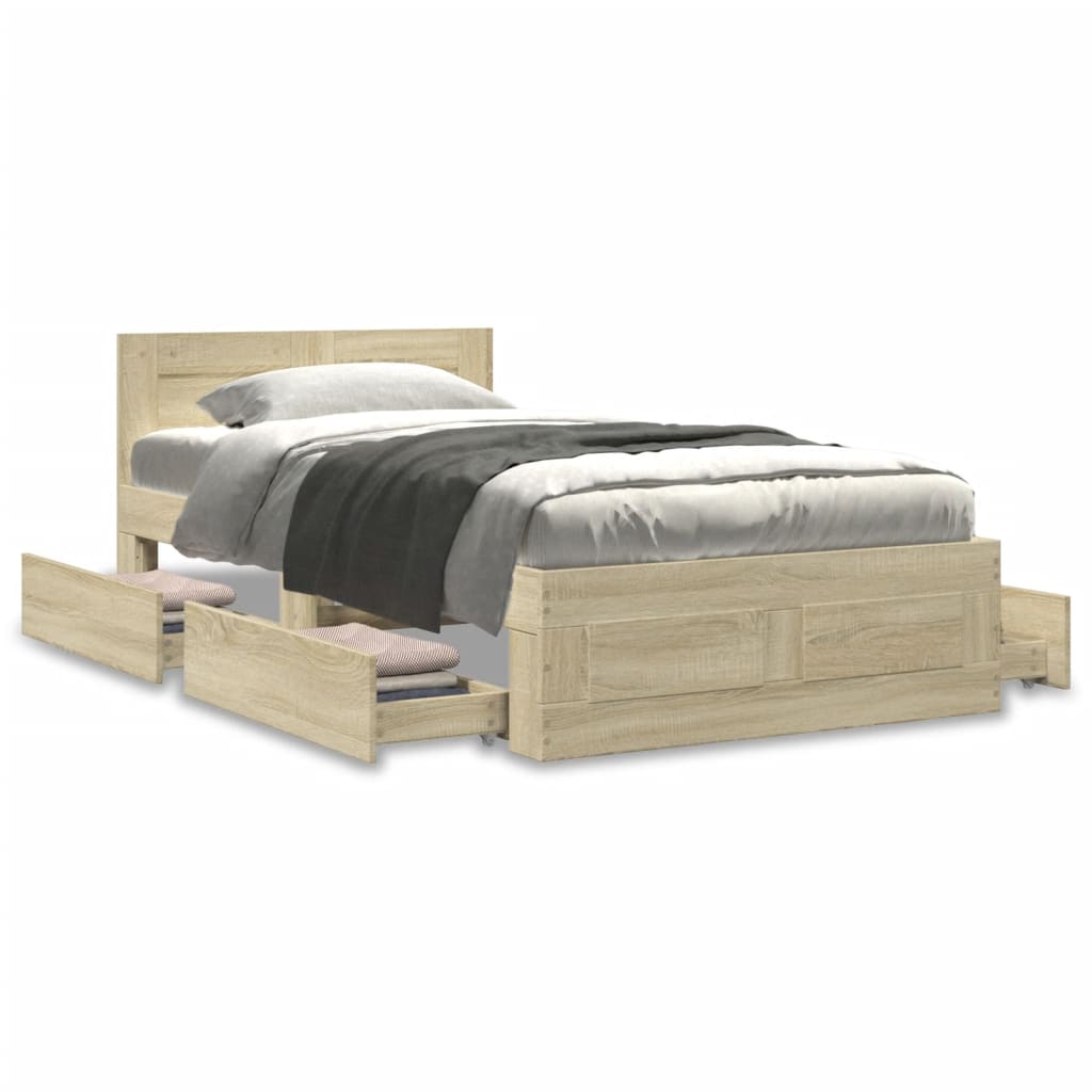 Bedframe Met Hoofdeinde Bewerkt Hout 90 x 190 cm