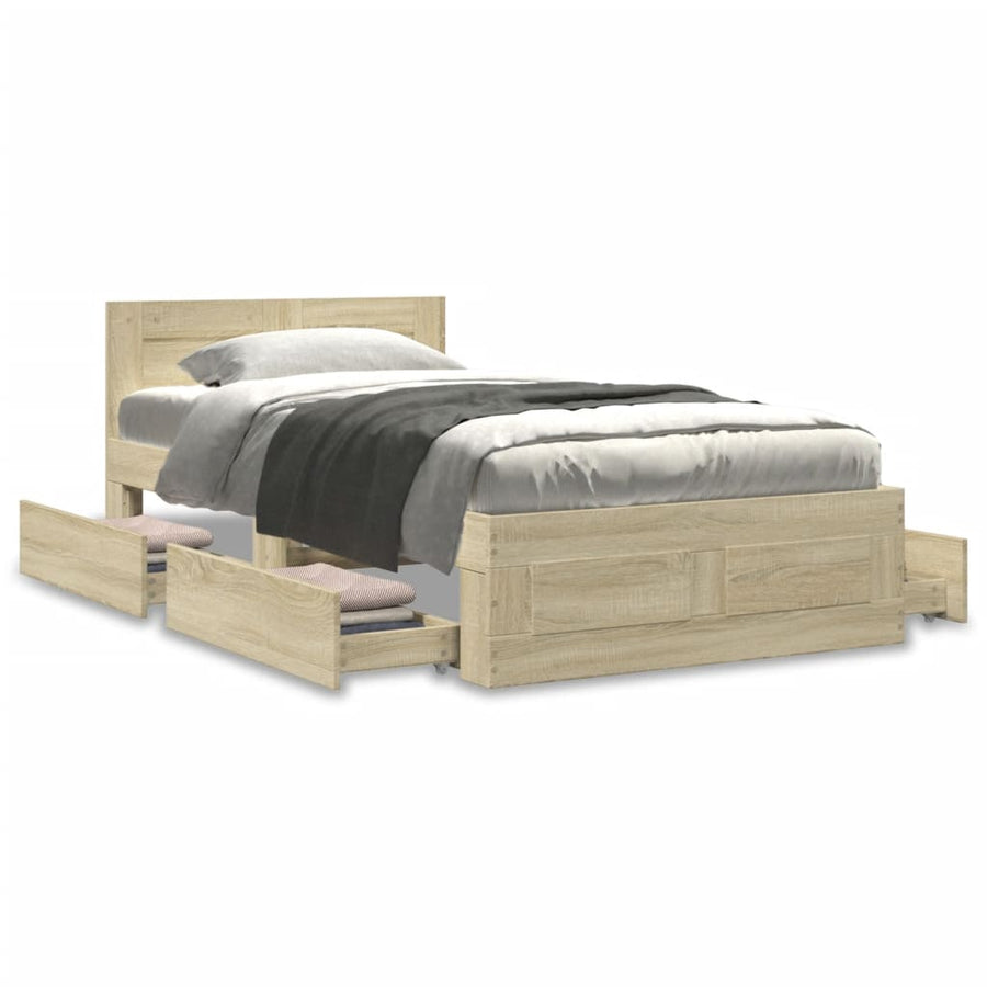 Bedframe Met Hoofdeinde Bewerkt Hout 90 x 190 cm