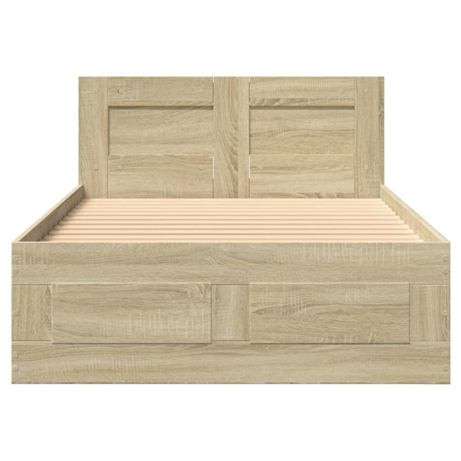 Bedframe Met Hoofdeinde Bewerkt Hout 90 x 190 cm