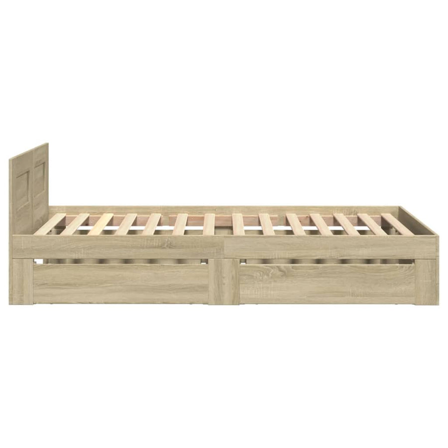 Bedframe Met Hoofdeinde Bewerkt Hout 90 x 190 cm