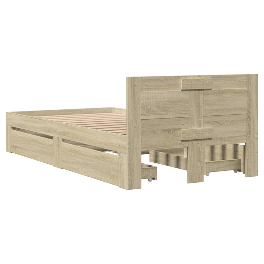 Bedframe Met Hoofdeinde Bewerkt Hout 90 x 190 cm