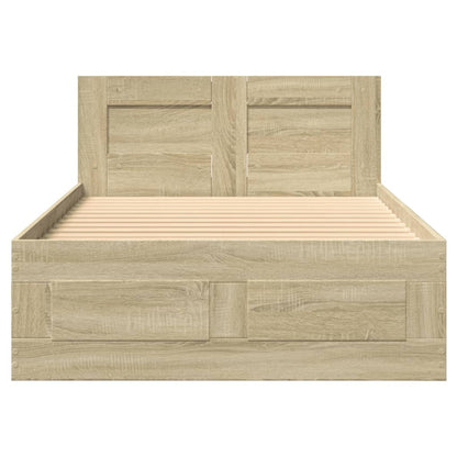 Bedframe met hoofdbord bewerkt hout sonoma eiken 75x190 cm