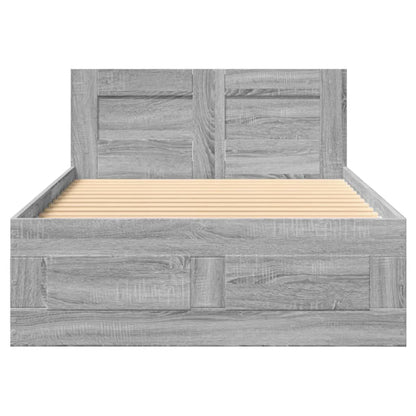 Bedframe met hoofdbord bewerkt hout grijs sonoma 75x190 cm