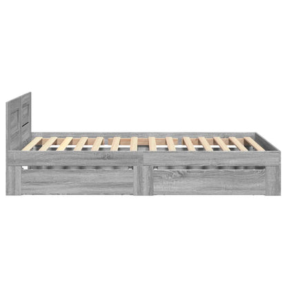 Bedframe met hoofdbord bewerkt hout grijs sonoma 75x190 cm
