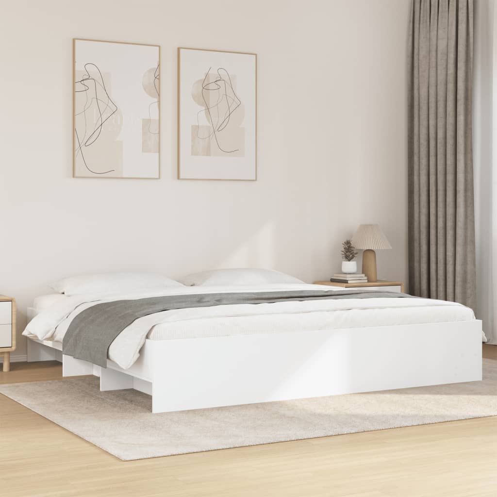 Bedframe massief hout wit 200x200 cm