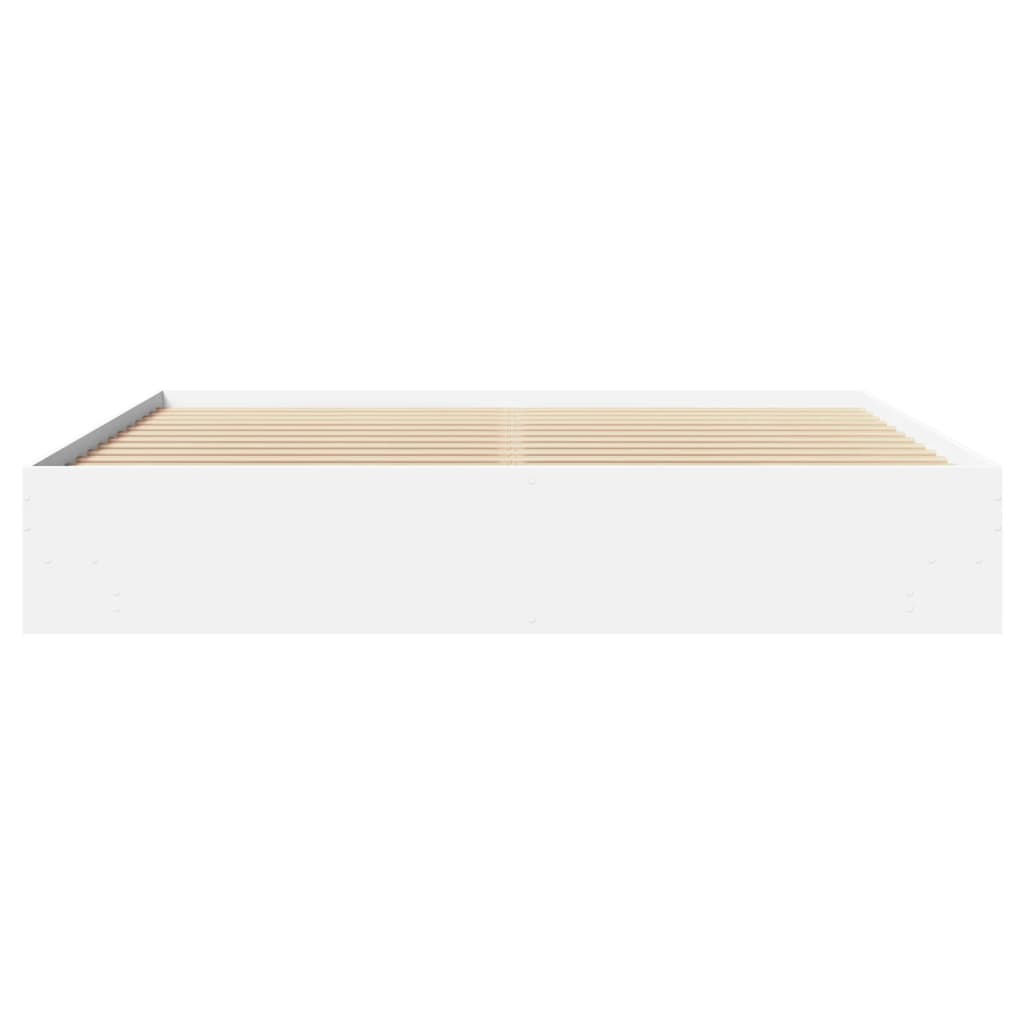 Bedframe massief hout wit 200x200 cm