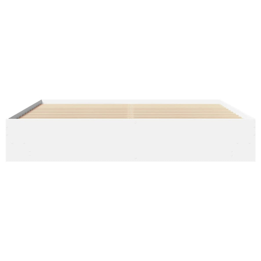 Bedframe massief hout wit 200x200 cm