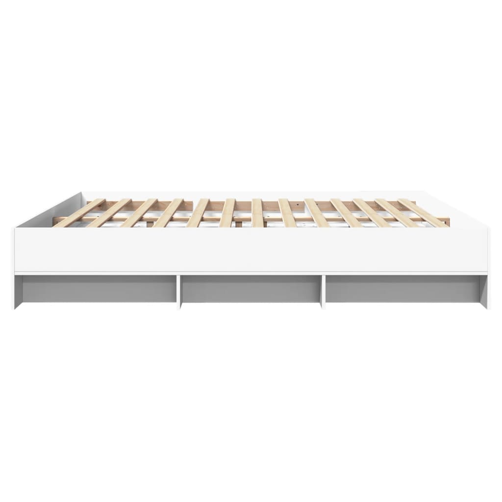 Bedframe massief hout wit 200x200 cm